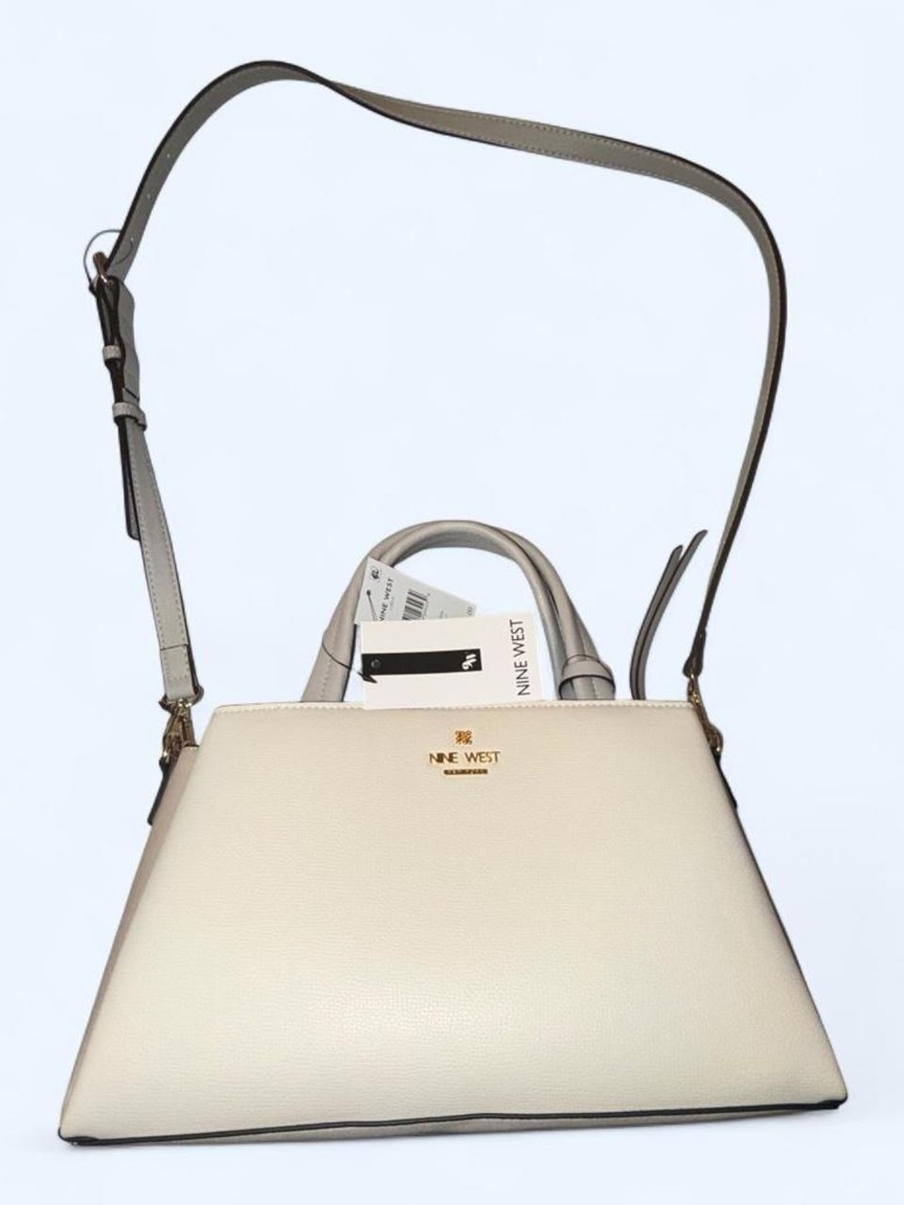 Nine West “Luela”Cream Structured Satchel with Adjustable Strap